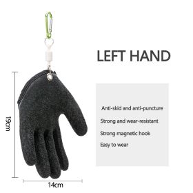 Fishing Gloves Anti-Slip Protect Hand from Puncture Scrapes Fisherman Professional Catch Fish Latex Hunting Gloves Left/Right (Color: Left2)