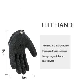 Fishing Gloves Anti-Slip Protect Hand from Puncture Scrapes Fisherman Professional Catch Fish Latex Hunting Gloves Left/Right (Color: Left)
