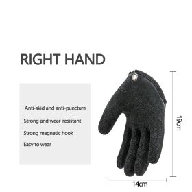 Fishing Gloves Anti-Slip Protect Hand from Puncture Scrapes Fisherman Professional Catch Fish Latex Hunting Gloves Left/Right (Color: Right)