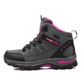Waterproof Hiking Shoes Men Women Sneakers Mountain Climbing Shoes Outdoor Unisex Sport Hunting Boots Men Trekking Shoes (Color: Pink)