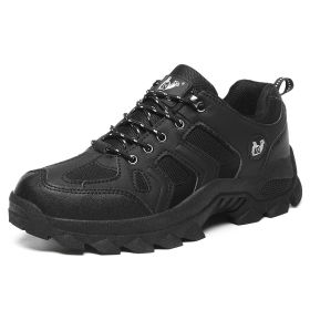 Waterproof Mens Hiking Sneakers Mountain Climbing Shoes Men Outdoor Trekking Sport Shoes Men Non-Slip Hunting Trekking Boots (Color: Black)