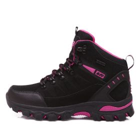 Waterproof Hiking Shoes Men Women Sneakers Mountain Climbing Shoes Outdoor Unisex Sport Hunting Boots Men Trekking Shoes (Color: black pink)