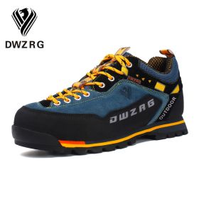 DWZRG Waterproof Hiking Shoes Mountain Climbing Shoes Outdoor Hiking Boots Trekking Sport Sneakers Men Hunting Trekking (Color: Blue Yellow)