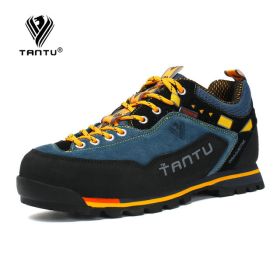 TANTU Waterproof Hiking Shoes Mountain Climbing Shoes Outdoor Hiking Boots Trekking Sport Sneakers Men Hunting Trekking (Color: Blue Yellow)