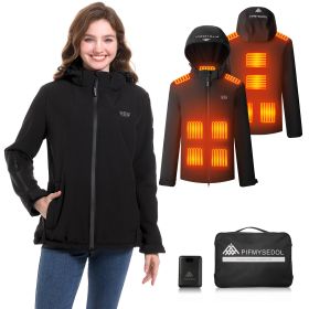 Women's Heated Jacket with Battery Pack, Outdoor Sports Heated Jackets for Women in Black (size: XXL)