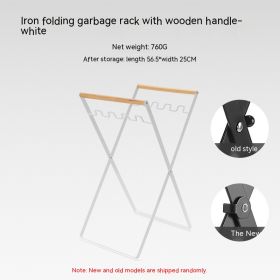 Outdoor Wooden Handle Wrought Iron Garbage Storage Hanger (Option: White Trash Rack Single Boxed)