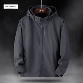Single Men's Assault Jacket Outdoor Sports Waterproof Mountaineering Suit Trench Coat (Option: Dark Grey-4XL-Men)