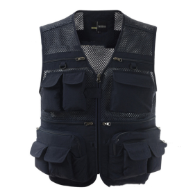 Multi-pocket Men's Professional Photography Vest (Option: Navy Blue-4XL)