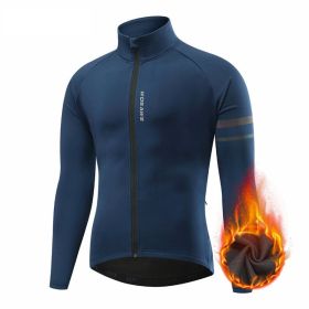 Men's Outdoor Off-road Mountain Sports Fleece Cycling Clothing (Option: BO284 Dark Blue-3XL)