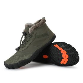 Winter Outdoors Sports Cycling Fleece-lined Thickened Non-slip Waterproof Hiking Shoes (Option: Army Green-45)