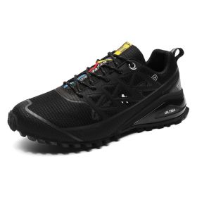 Men's Outdoor Off-road Running Shoes Air Cushion Mountaineering (Option: 8 Black-45)