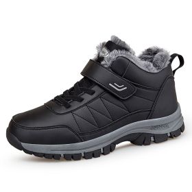 Men's High-top Travel Fleece-lined Warm Hiking Shoes (Option: YS9706 Black-45)